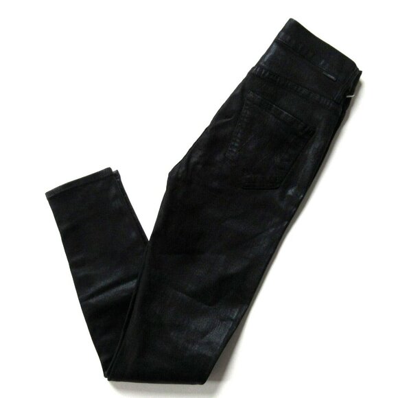 NWT Mother Swooner Ankle in Wet Paint Black Coated Stretch Skinny Jeans 25 - Picture 4 of 9
